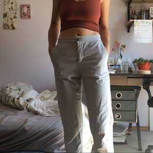 Light blue and white pencil stripe pants